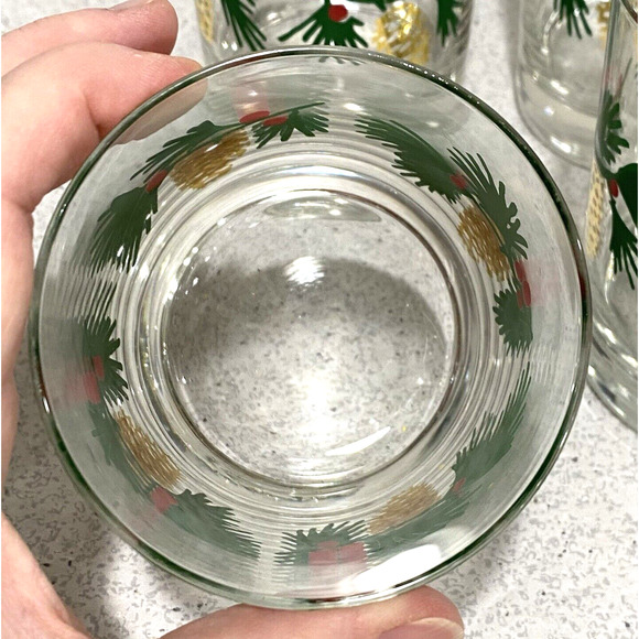 Crate & Barrel Pine Cone Double Old Fashioned Whiskey Drink Glasses Set of 4 - Picture 7 of 8